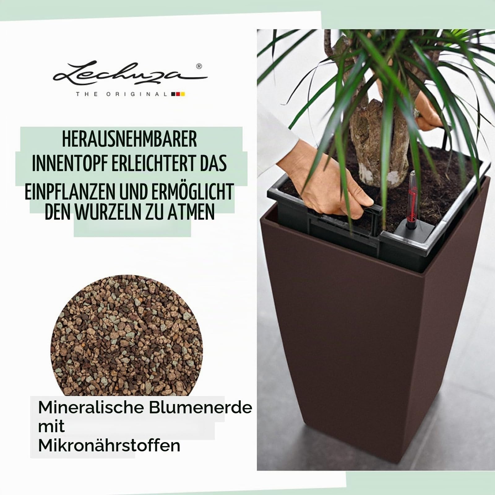 Lechuza CUBICO Premium 40 Pflanzgefäß silber metallic 75 cm