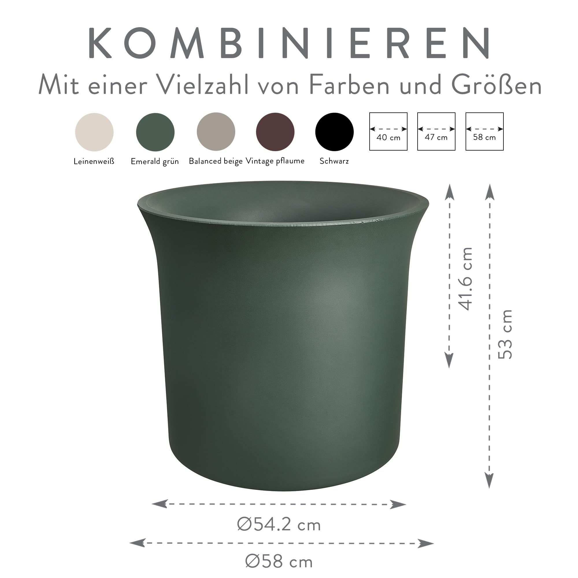 elho June Tulip 58 Blumentopf Emerald Grün recycelt