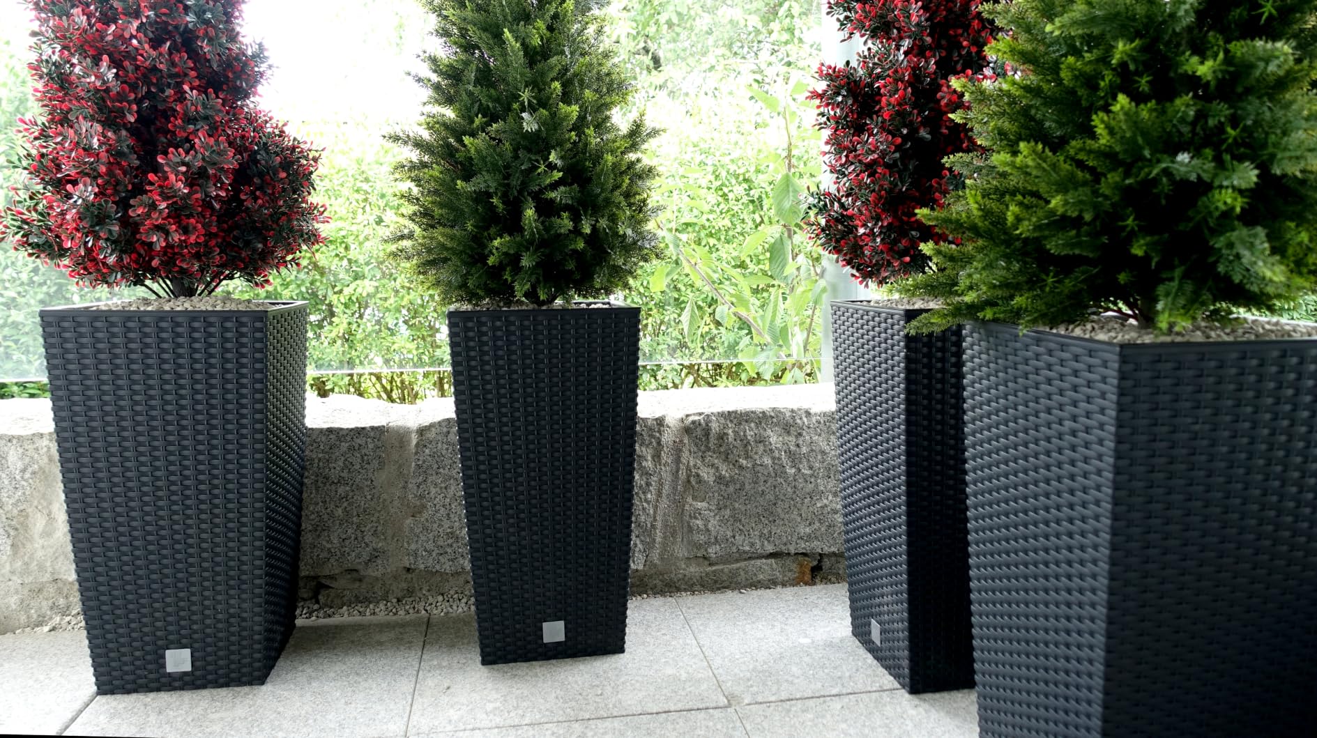 Prosperplast Rato Square Blumentopf Weiß Rattan 26,5x50cm