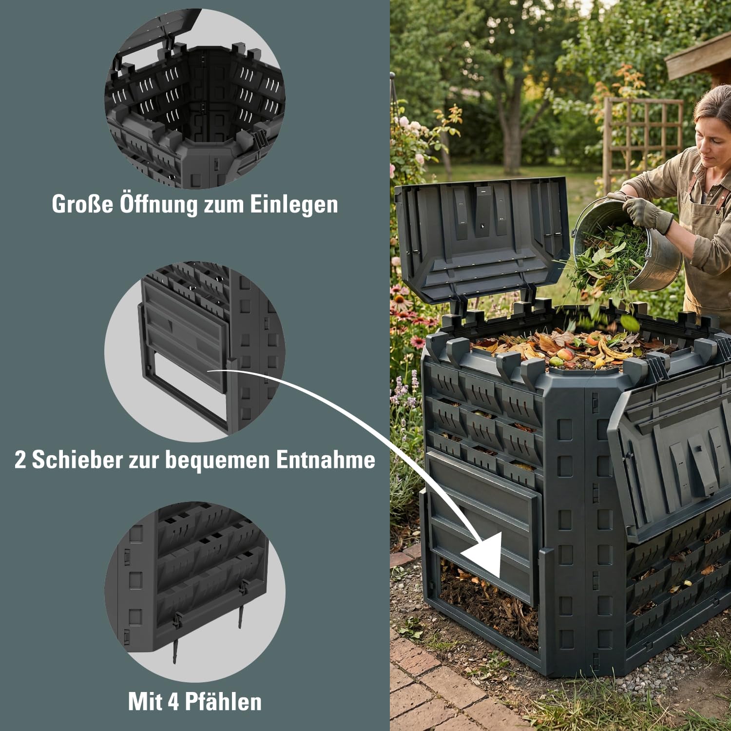 Prosperplast Compobox Komposter 310 L Kunststoff Belüftung