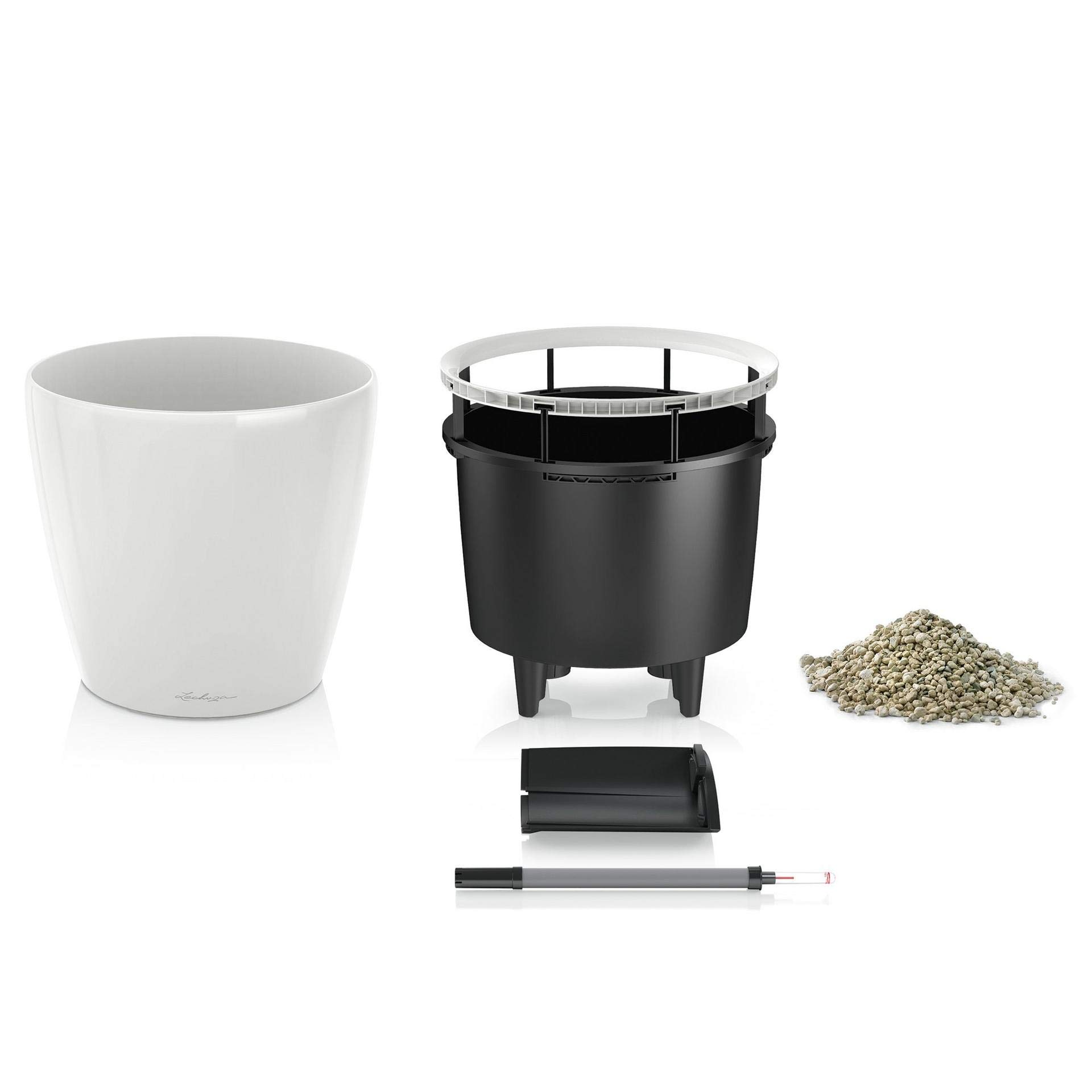 Lechuza Classico Premium LS 28 Blumentopf Silber Metallic