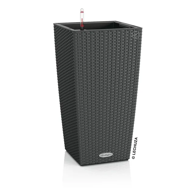 Lechuza CUBICO Cottage 40 Pflanzgefäß Granit Rattan