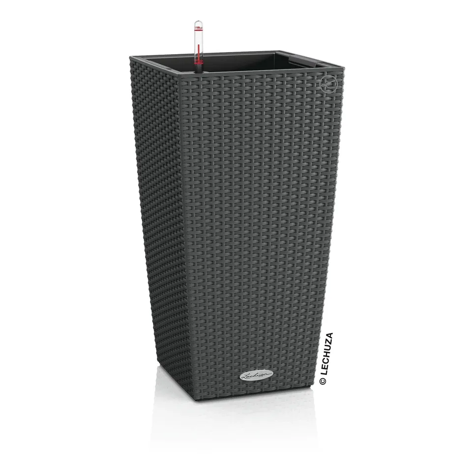 Lechuza CUBICO Cottage 40 Pflanzgefäß Granit Rattan