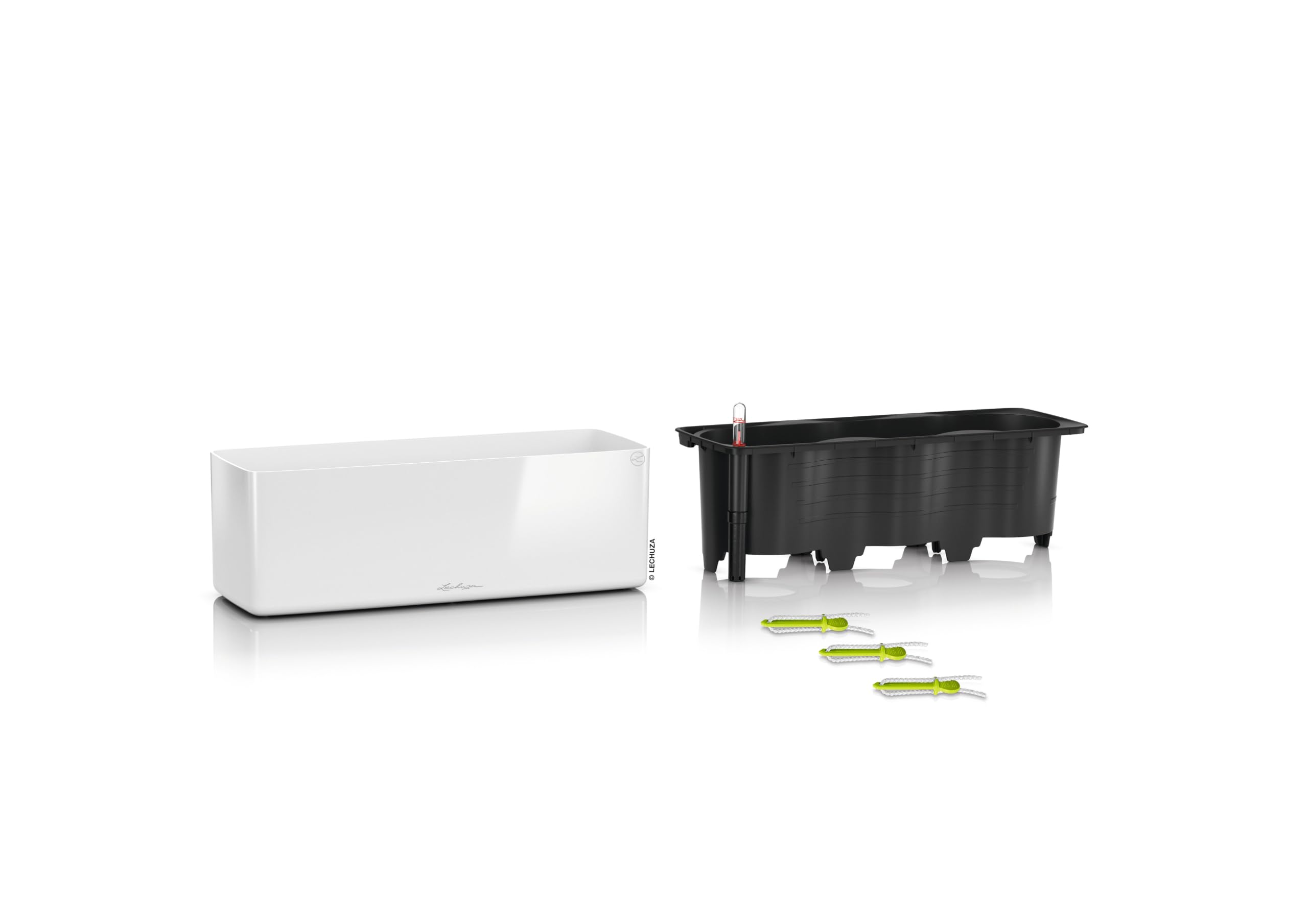 Lechuza Cube Premium Triple Tischgefäß Weiß Hochglanz 40cm
