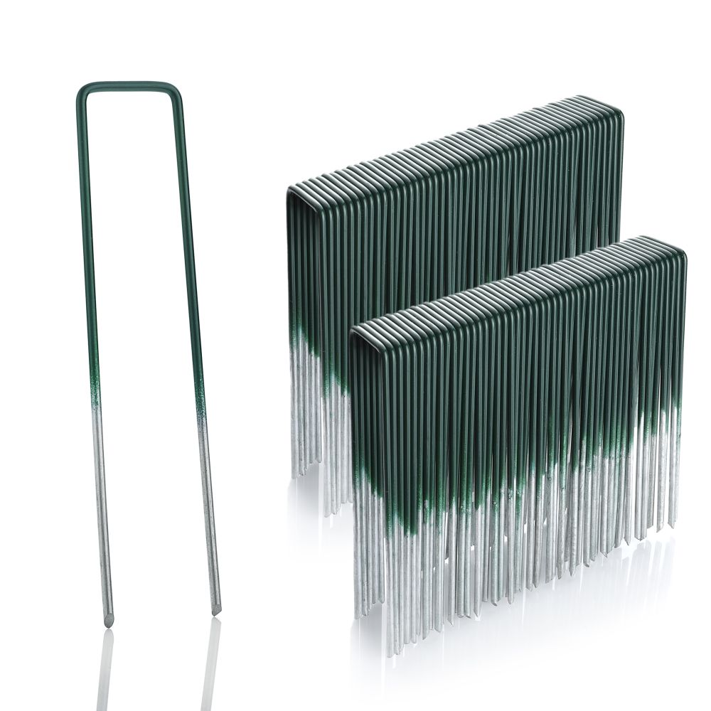 GardenMate Erdanker verzinkt halb-grün 150mm 100 Stück Rasen