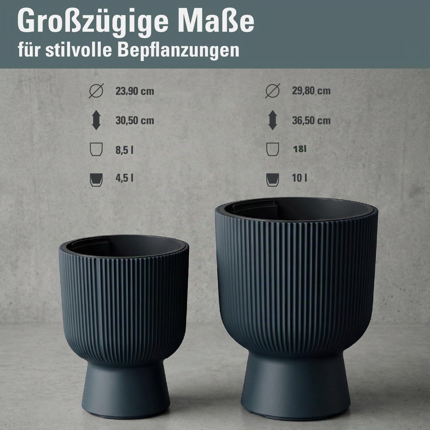 Prosperplast Milly Blumentopf Ø239mm Anthrazit mit Einsatz