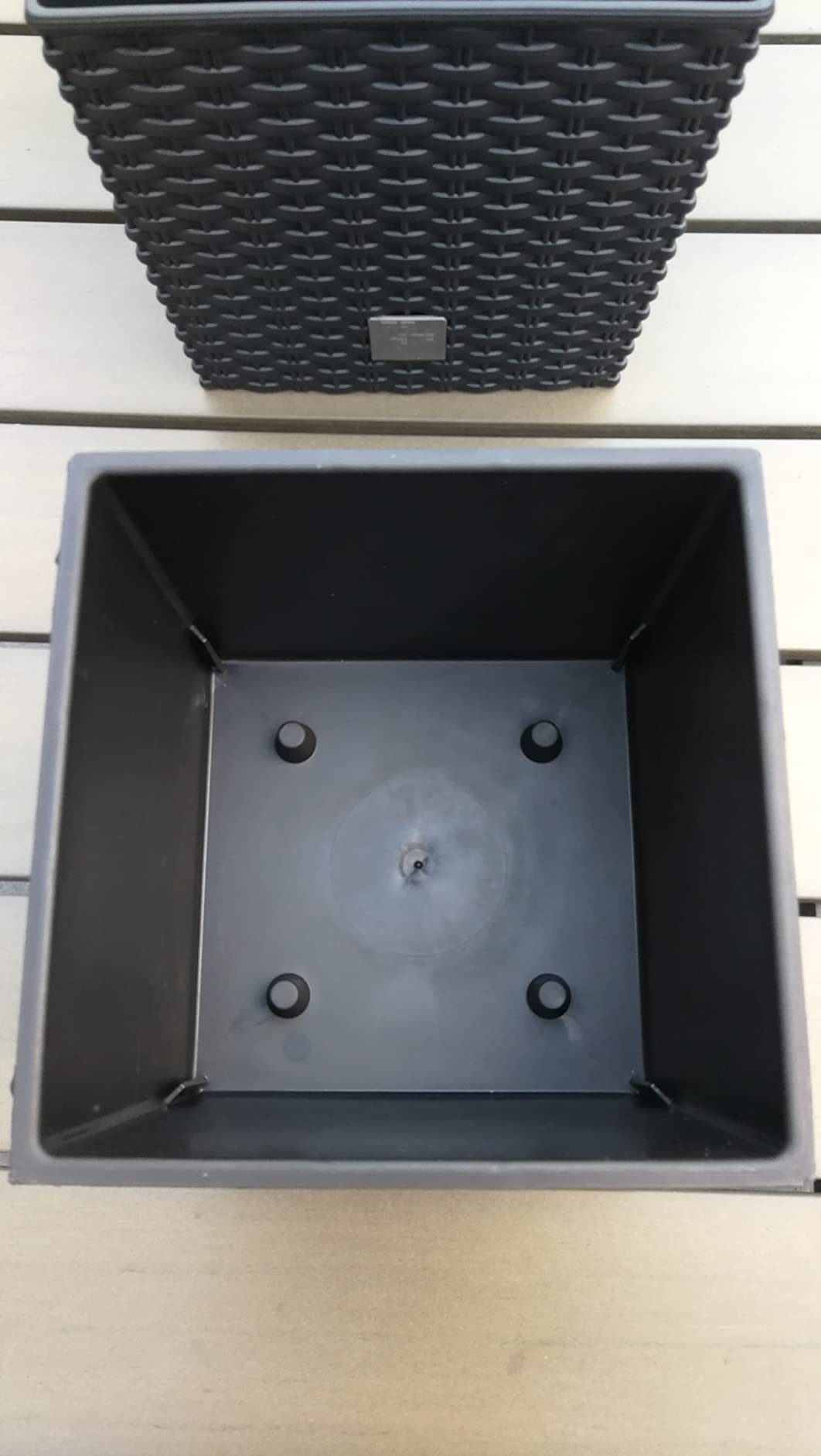 Prosperplast Rato Blumentopf anthrazit 40cm eckig mit Einsatz