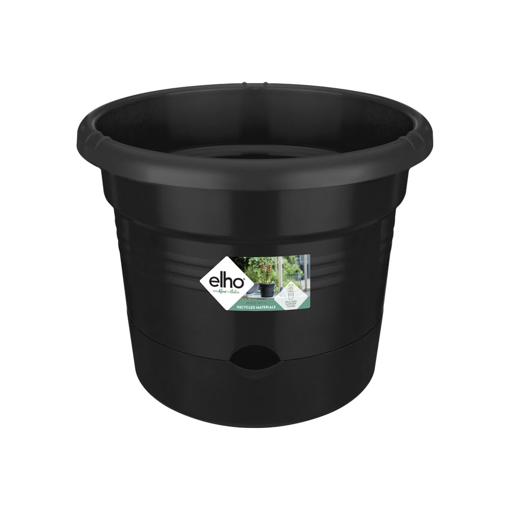 elho Green Basics Tomatentopf 33cm Pflanztopf Schwarz mit Rankgitter