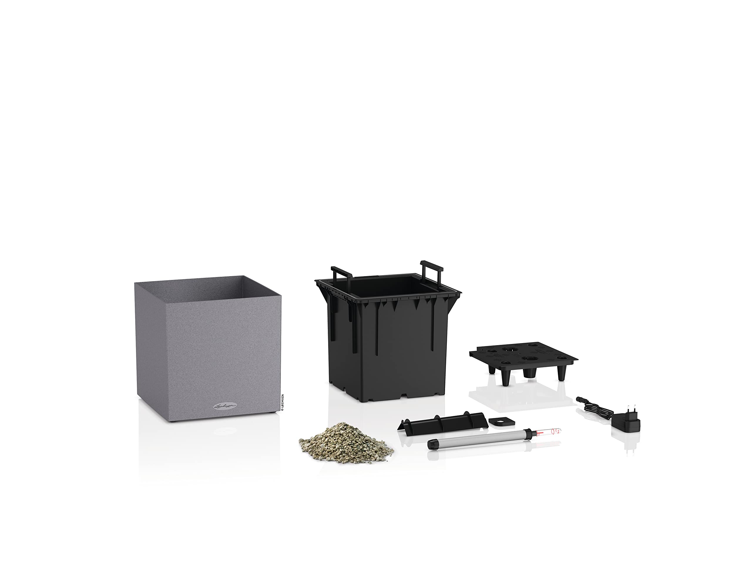 Lechuza Canto Stone 30 Low LED Pflanztopf steingrau Bewässerung