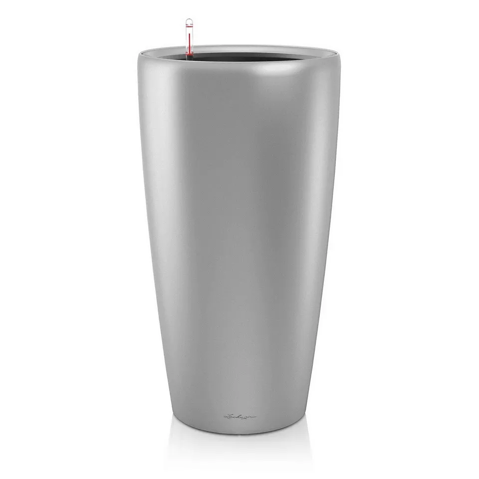 Lechuza Rondo Premium 40 Pflanzgefäß Silber Metallic Bewässerung