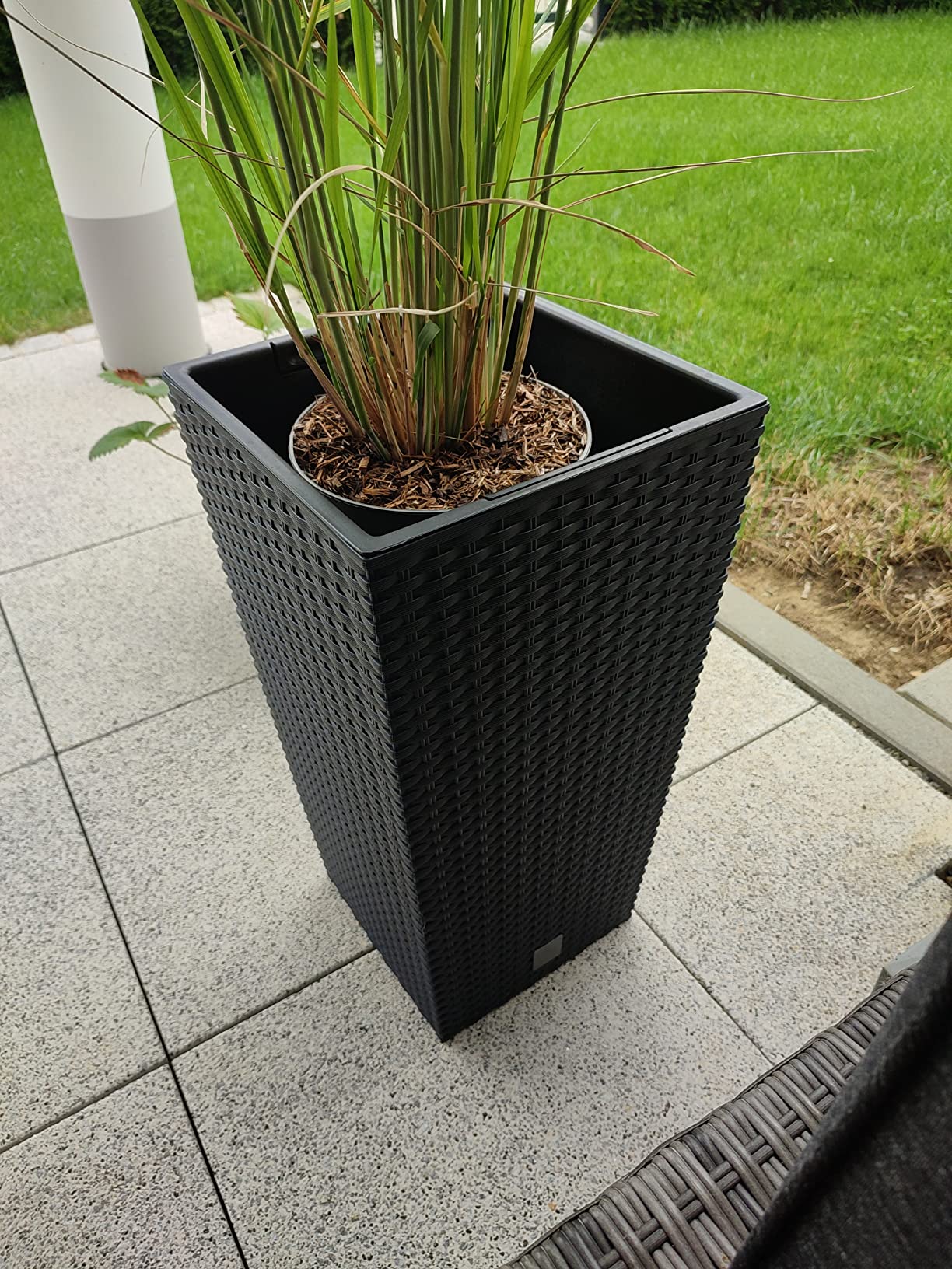 Prosperplast Rato Square Blumentopf Weiß Rattan 26,5x50cm