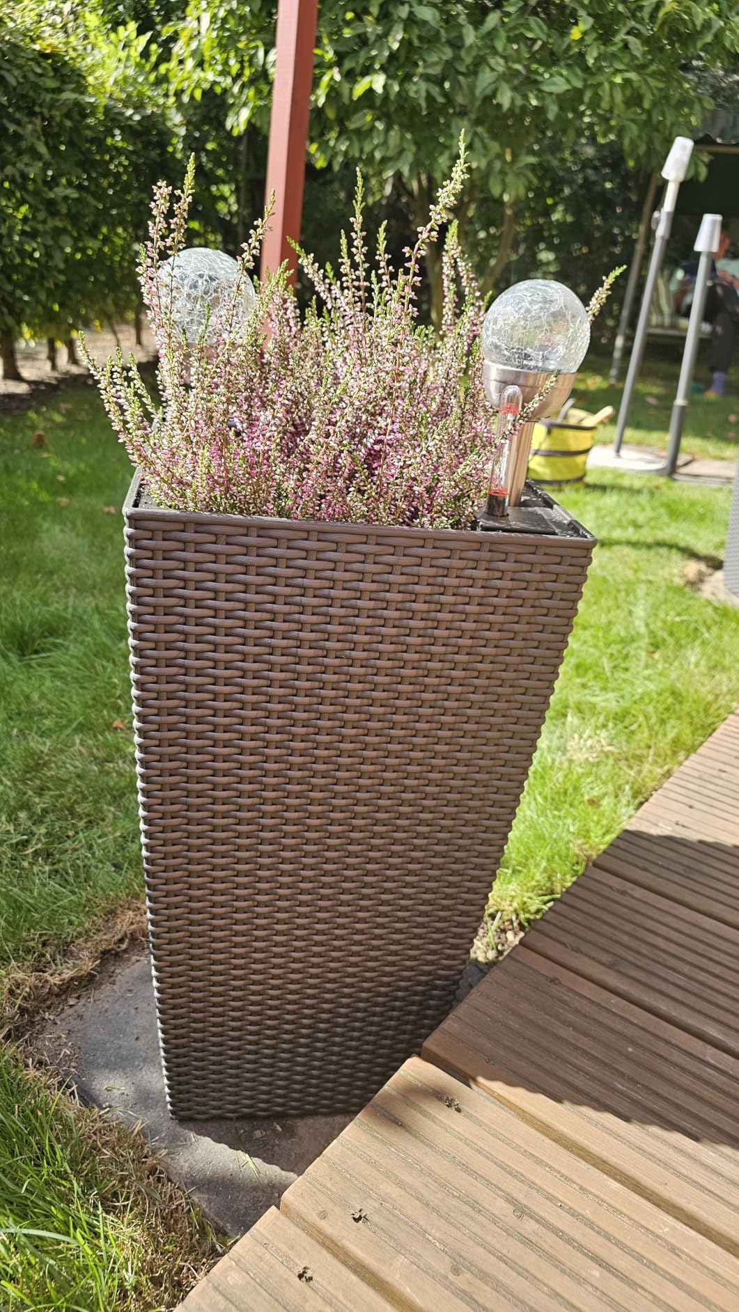 Lechuza CUBICO Cottage 40 Pflanzgefäß Granit Rattan