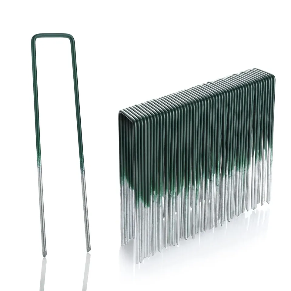 GardenMate Erdanker verzinkt halb-grün 150mm 100 Stück Rasen