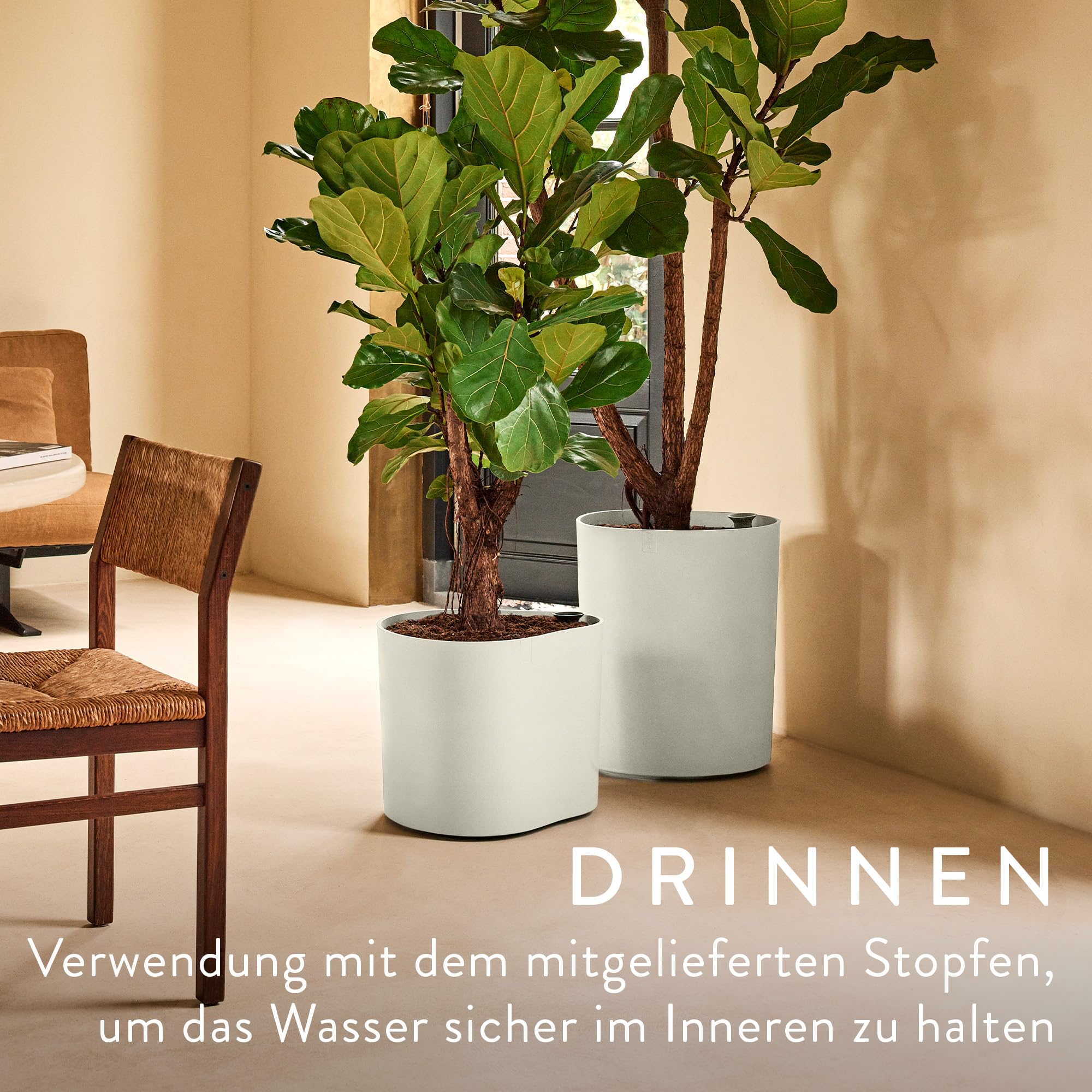 elho Eden Aquacare High Blumentopf Linen White 40cm Bewässerung