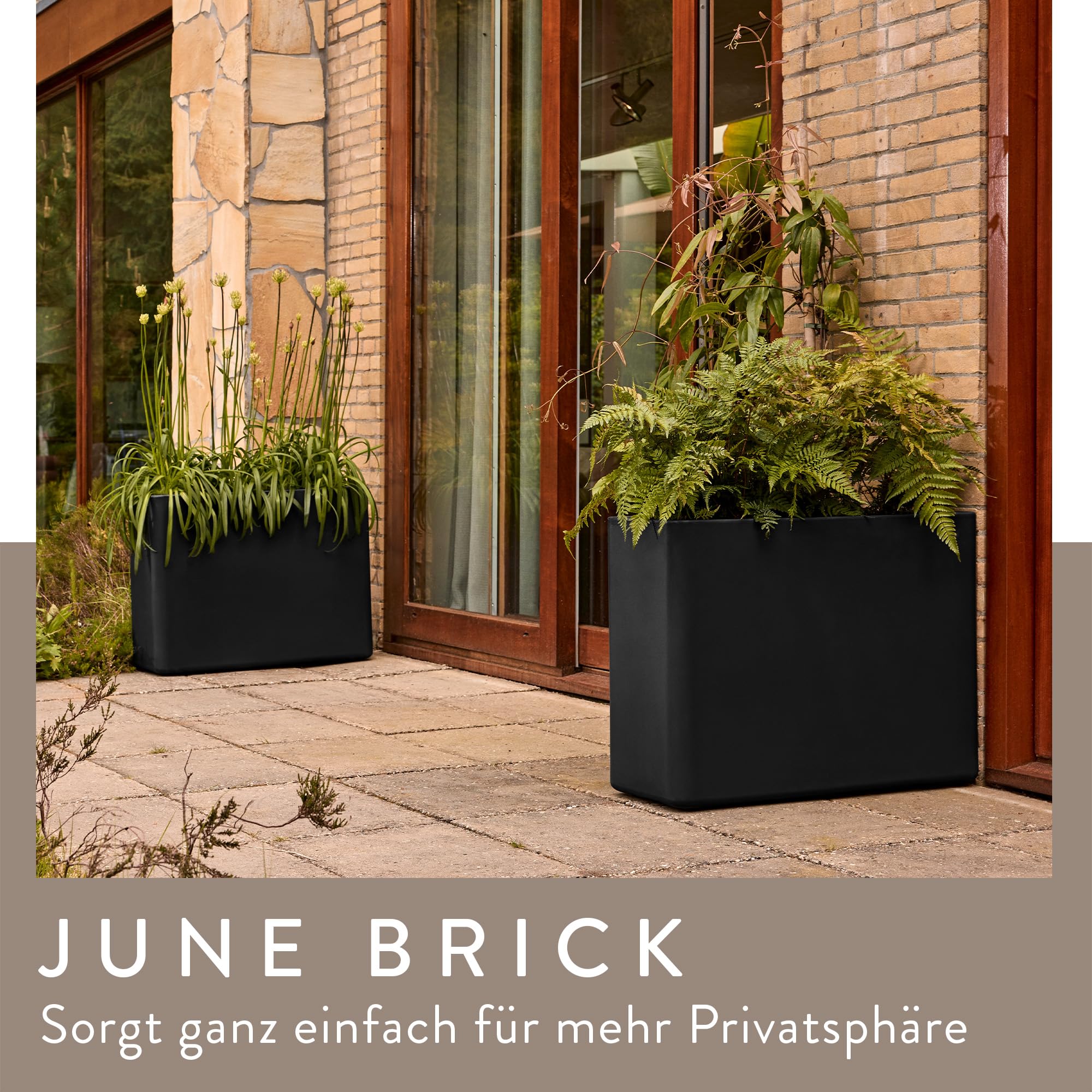 elho June Brick Divider Pflanzer 80cm Schwarz mit Rollen