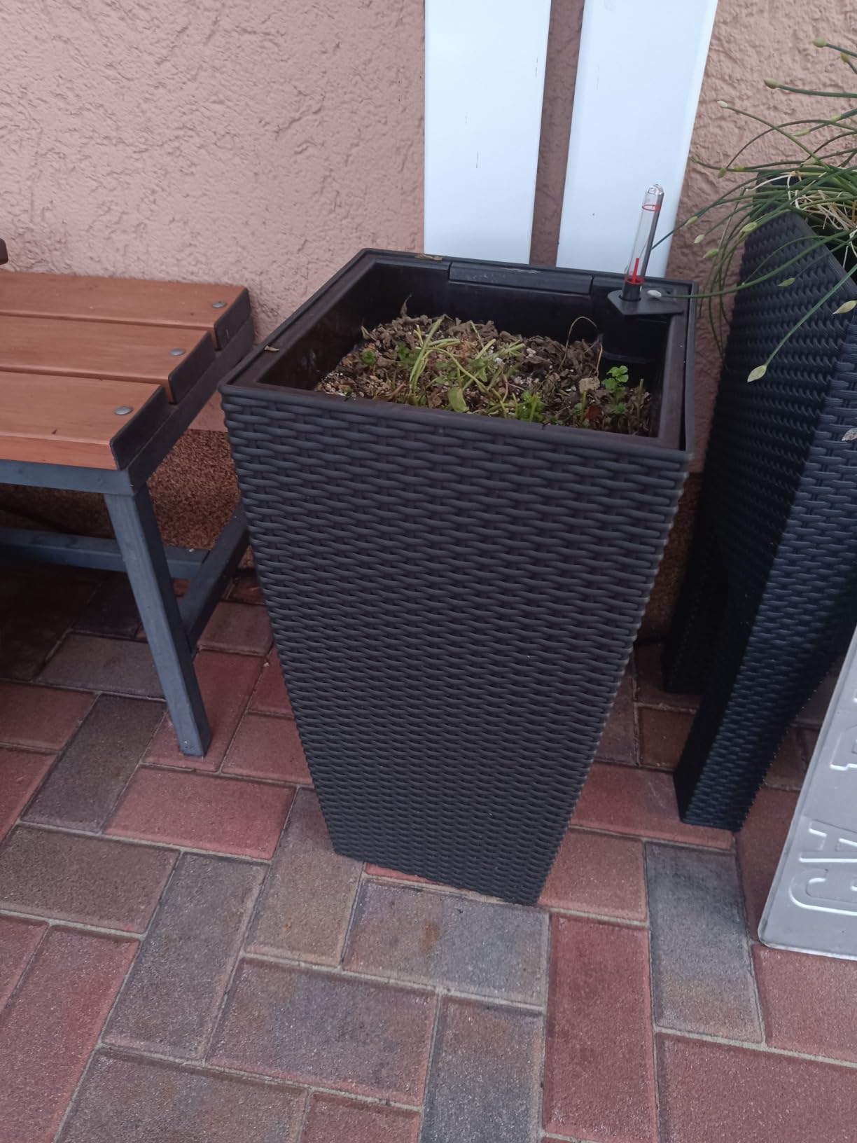 Lechuza CUBICO Cottage 40 Pflanzgefäß Granit Rattan
