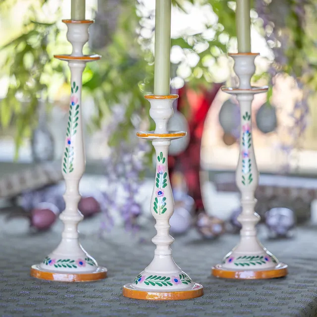 Sarah Raven Jaipur Kerzenständer Aluminium Set of 3 bemalt