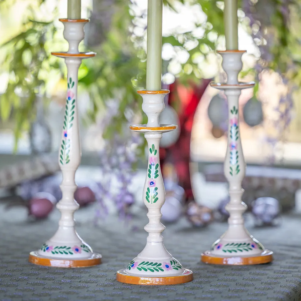 Sarah Raven Jaipur Kerzenständer Aluminium Set of 3 bemalt