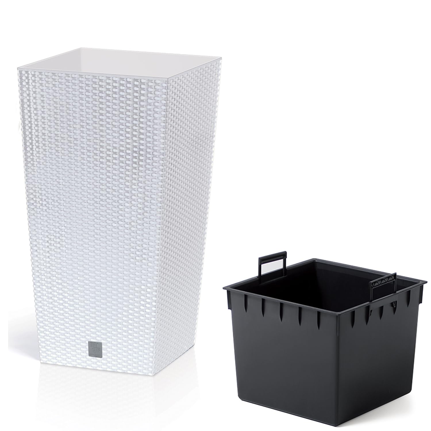 Prosperplast Rato Square Blumentopf Weiß Rattan 26,5x50cm