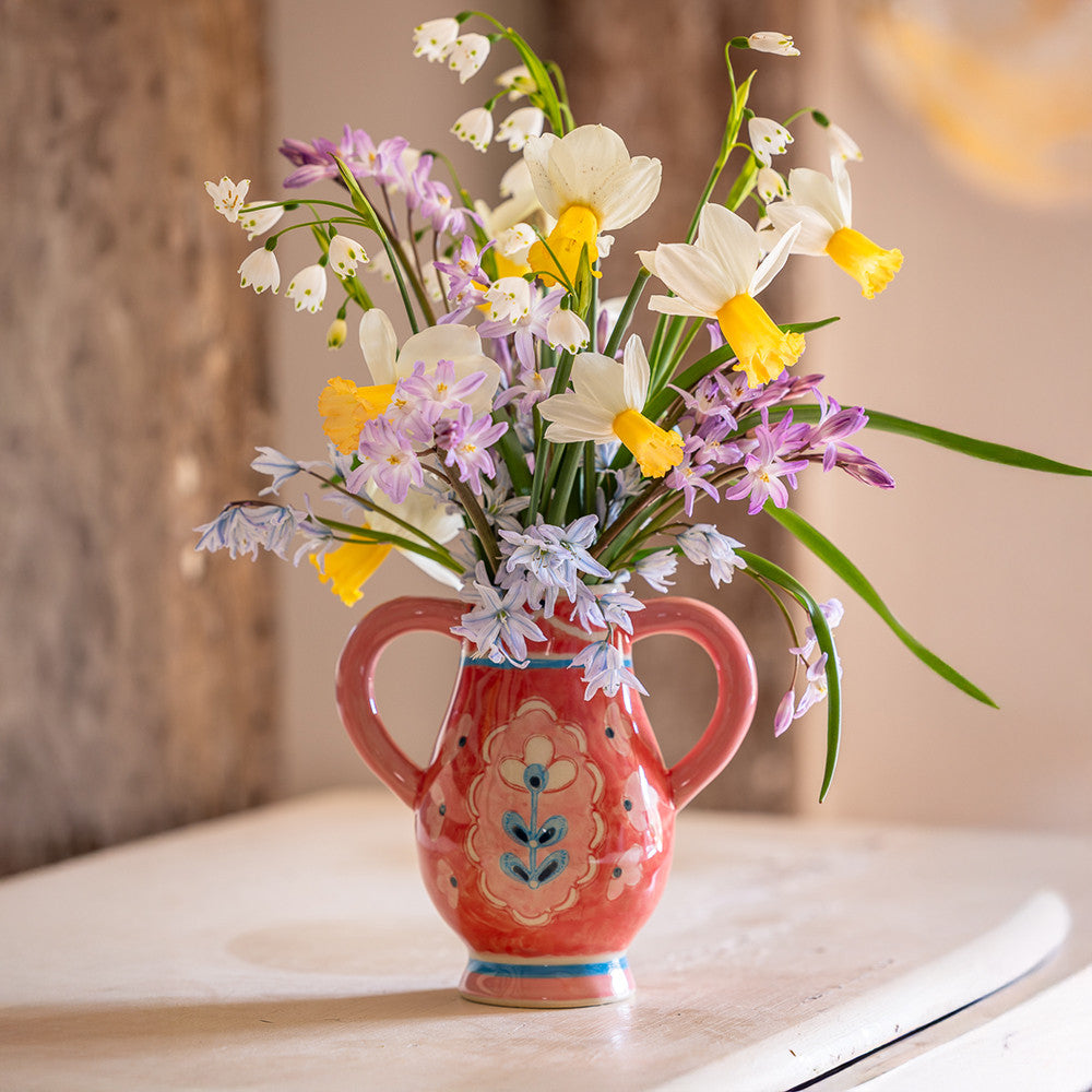Sarah Raven Vase Bloomsburyish Blumenvase Steinzeug himbeer