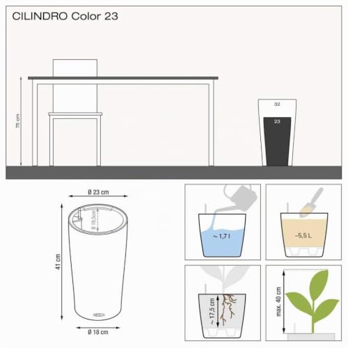 Lechuza Cilindro Color 23 Pflanzsäule Schiefergrau 13943