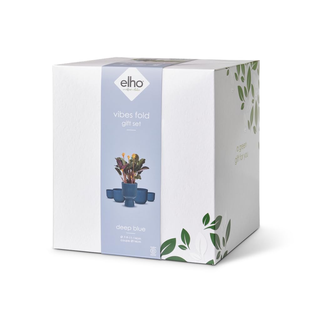 elho Vibes Fold Blumentopf Set 5-tlg tiefes Blau recycelt