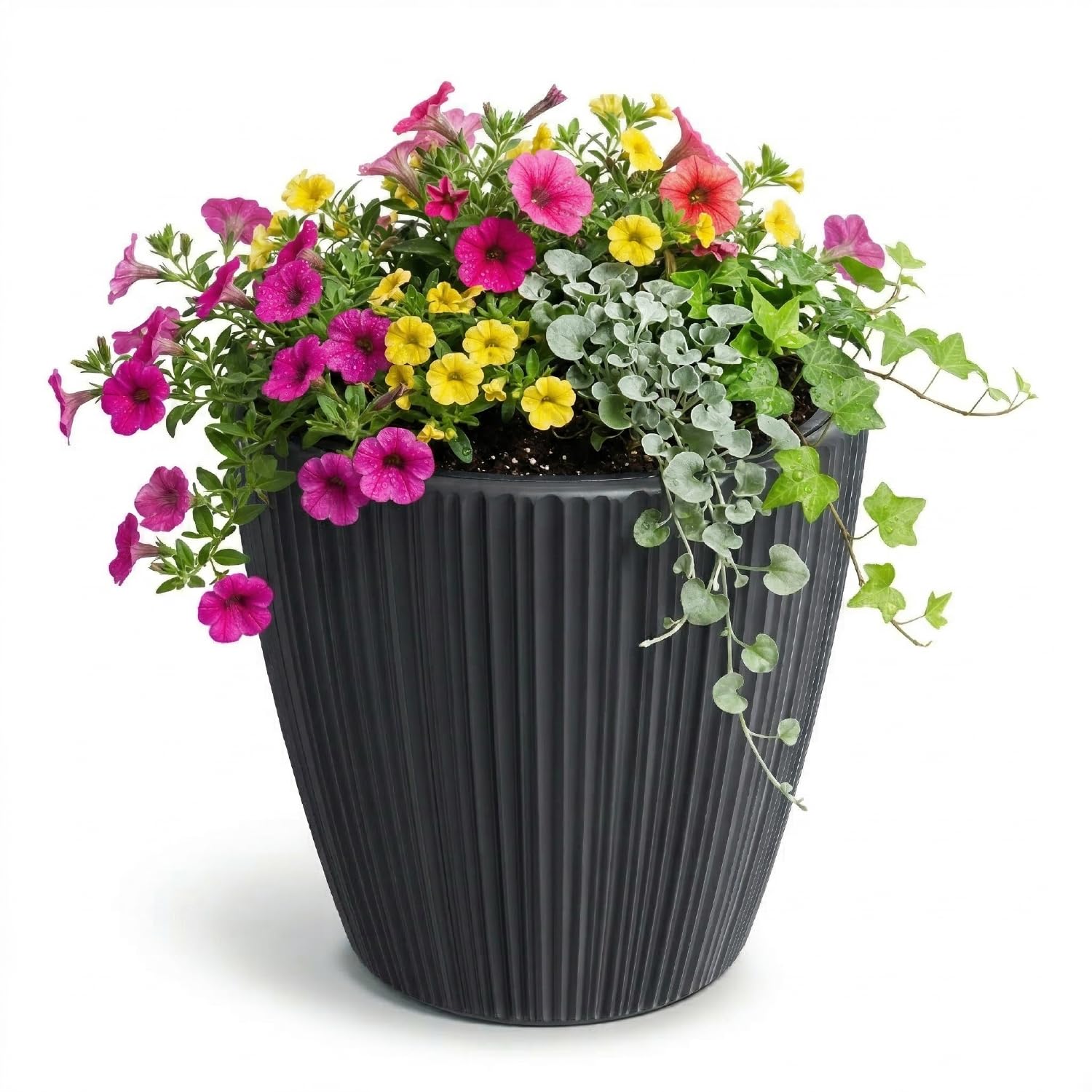 Prosperplast Tubus Oro Pflanztopf Dunkelgrau 23,9 x 24 cm