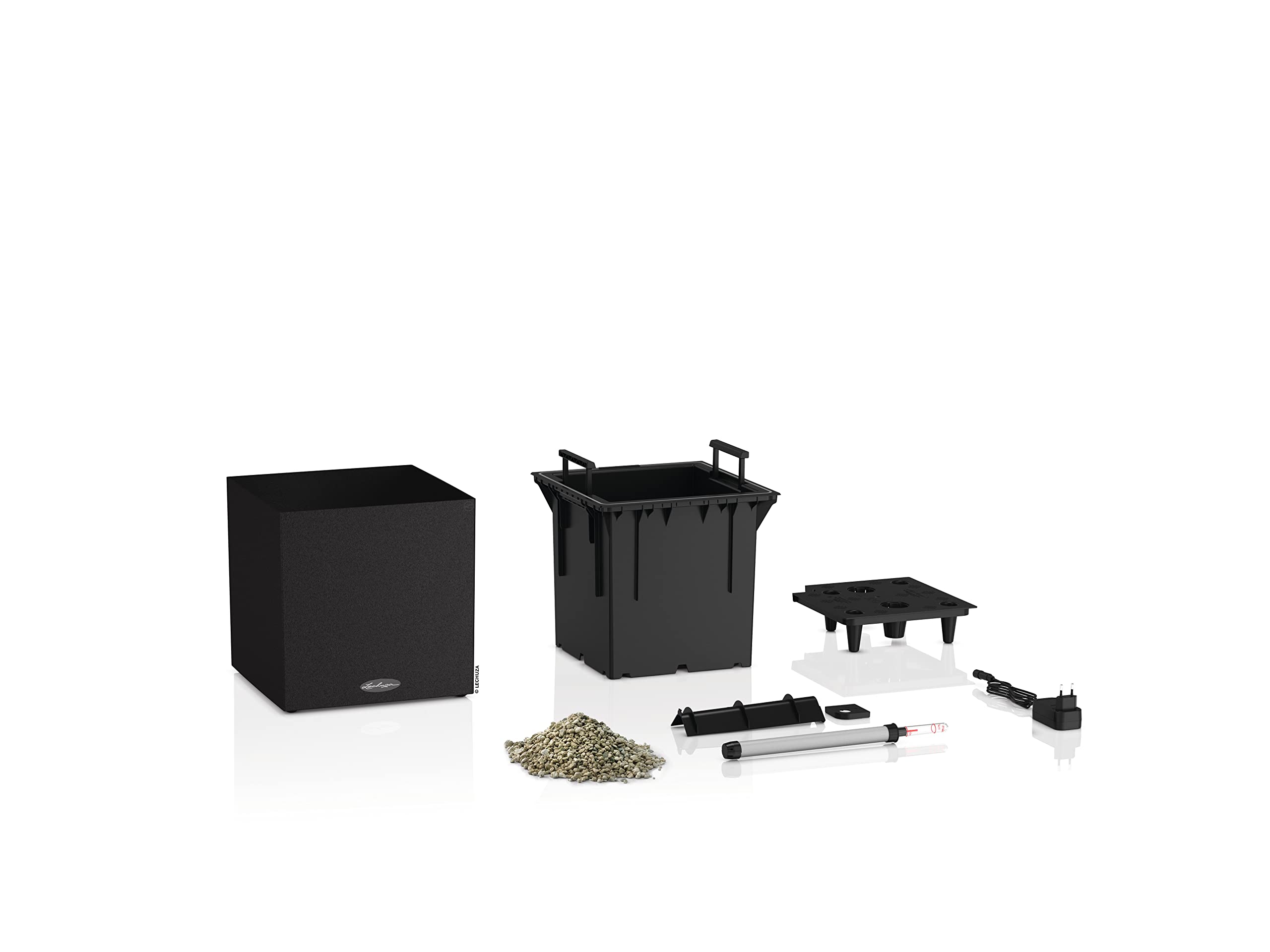 Lechuza Canto Stone 30 Low LED Pflanzgefäß graphitschwarz