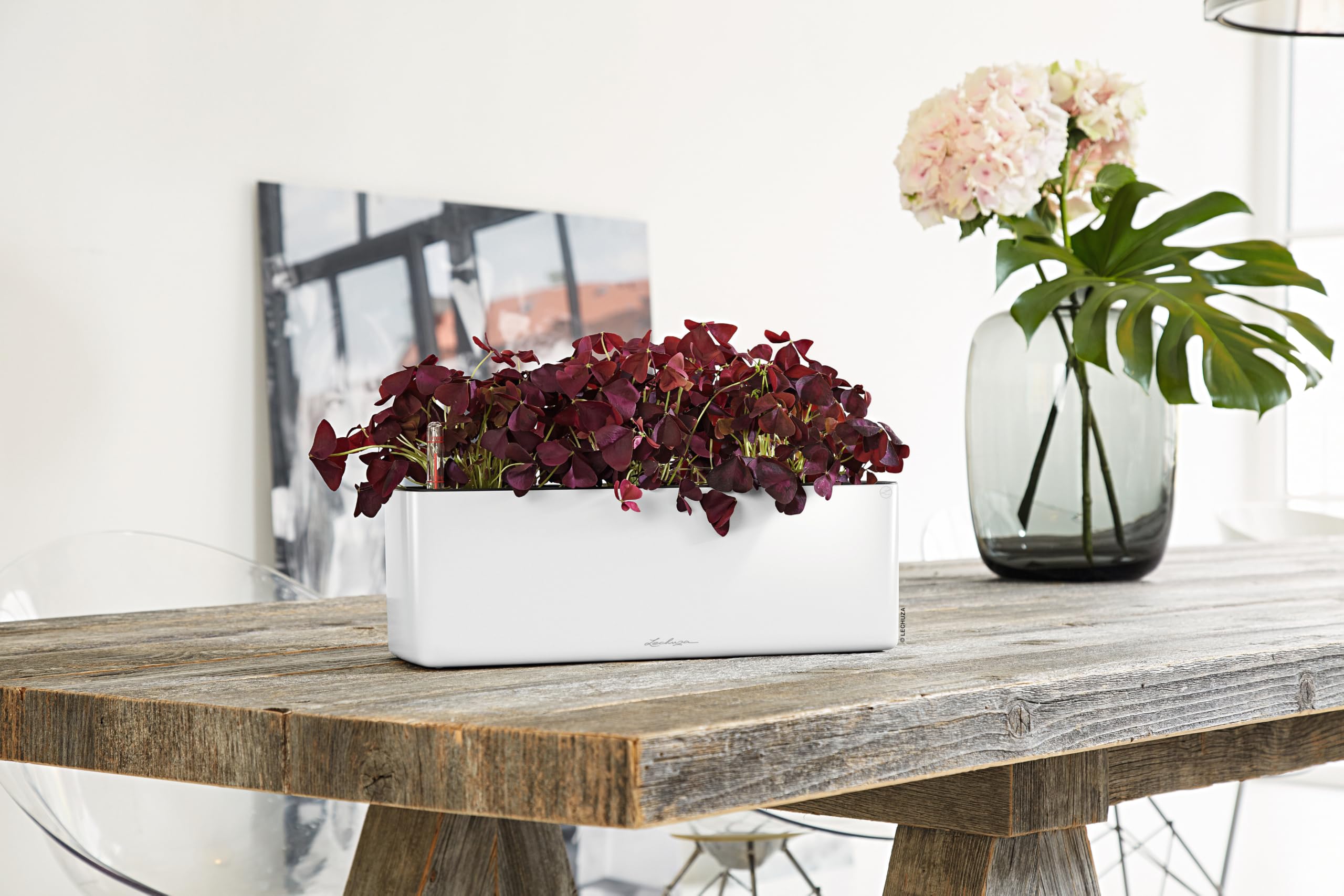 Lechuza Cube Premium Triple Tischgefäß Weiß Hochglanz 40cm
