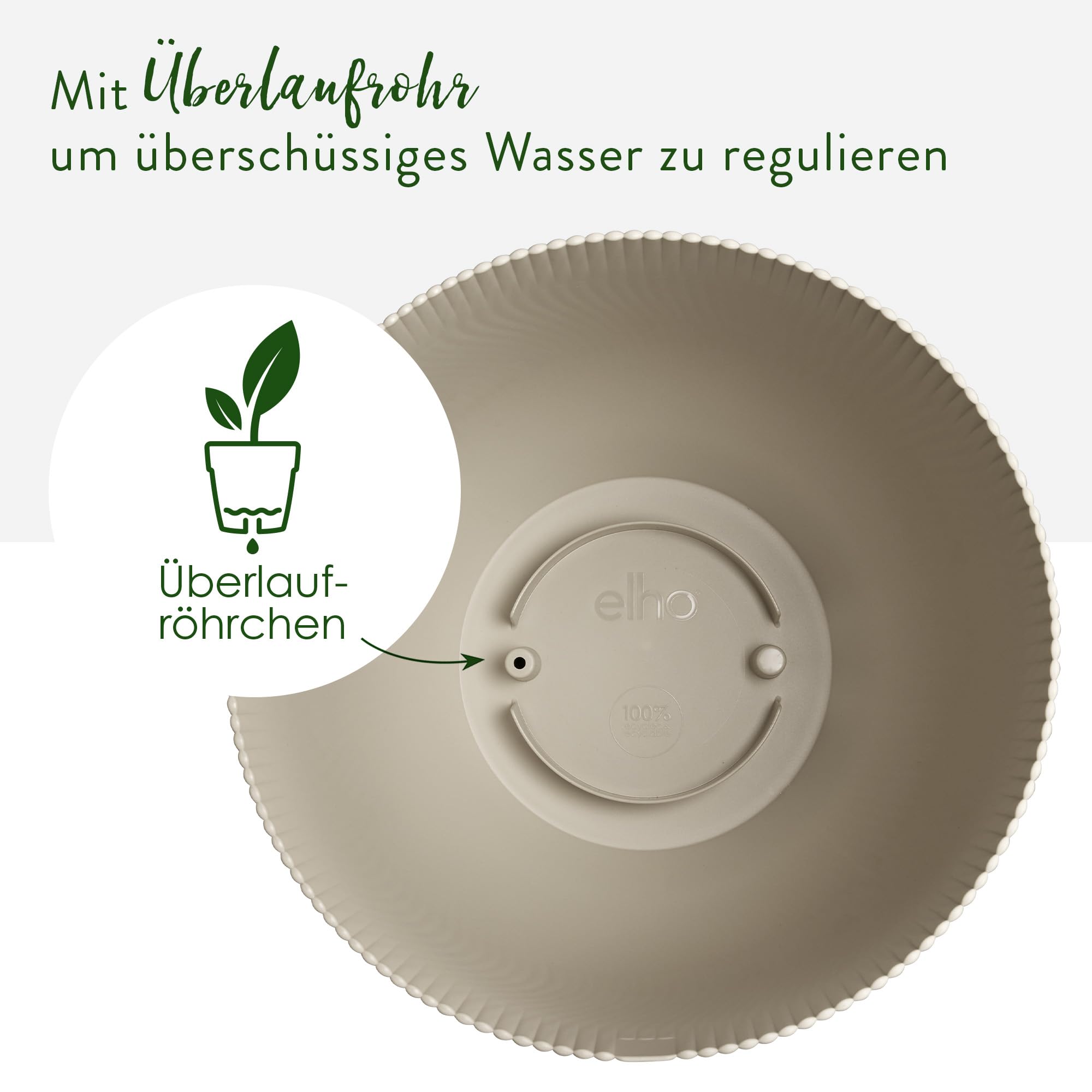 elho Sereh Rund 47 cm Blumentopf Mushroom Beige frostbeständig