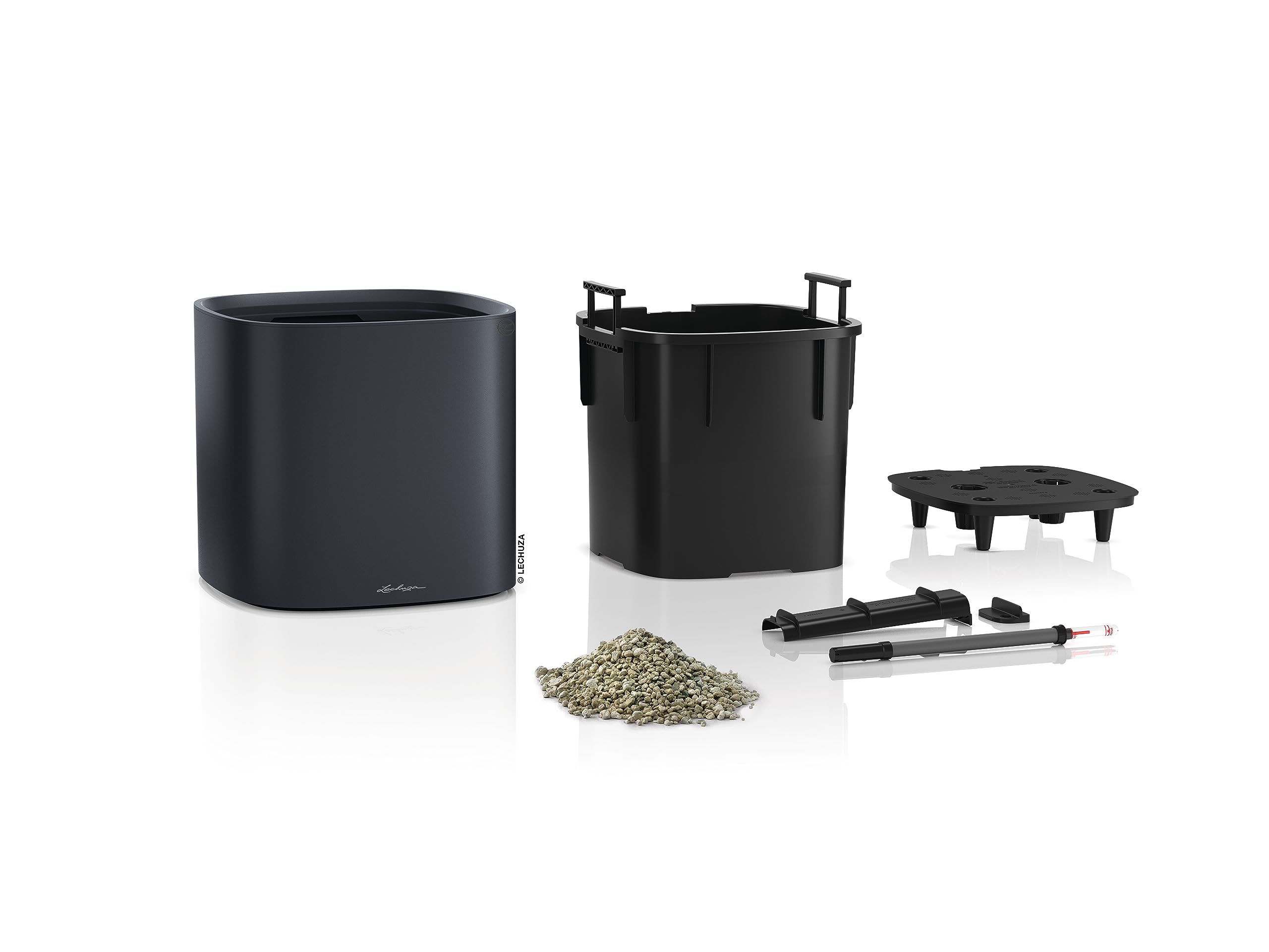 Lechuza Pila Planter Pflanztopf schiefergrau 35 cm Bewässerung