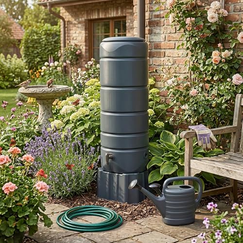 Prosperplast Vuelta Regentonne 110L anthrazit mit Sockel und Hahn