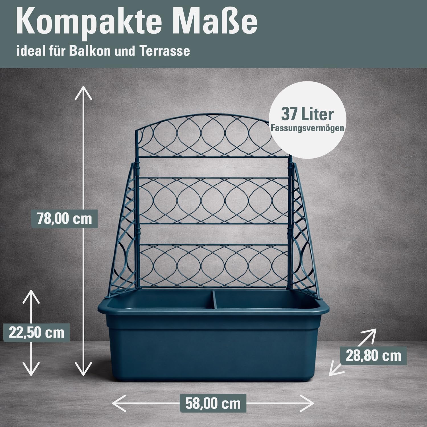 Prosperplast Ratolla Pflanzkübel Anthrazit 58x78 cm