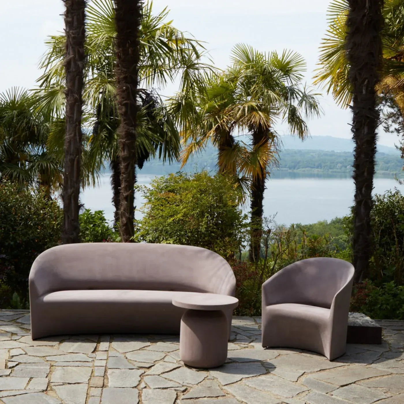 Serralunga Pine Beach Sofa Anthrazit Moleskin rund