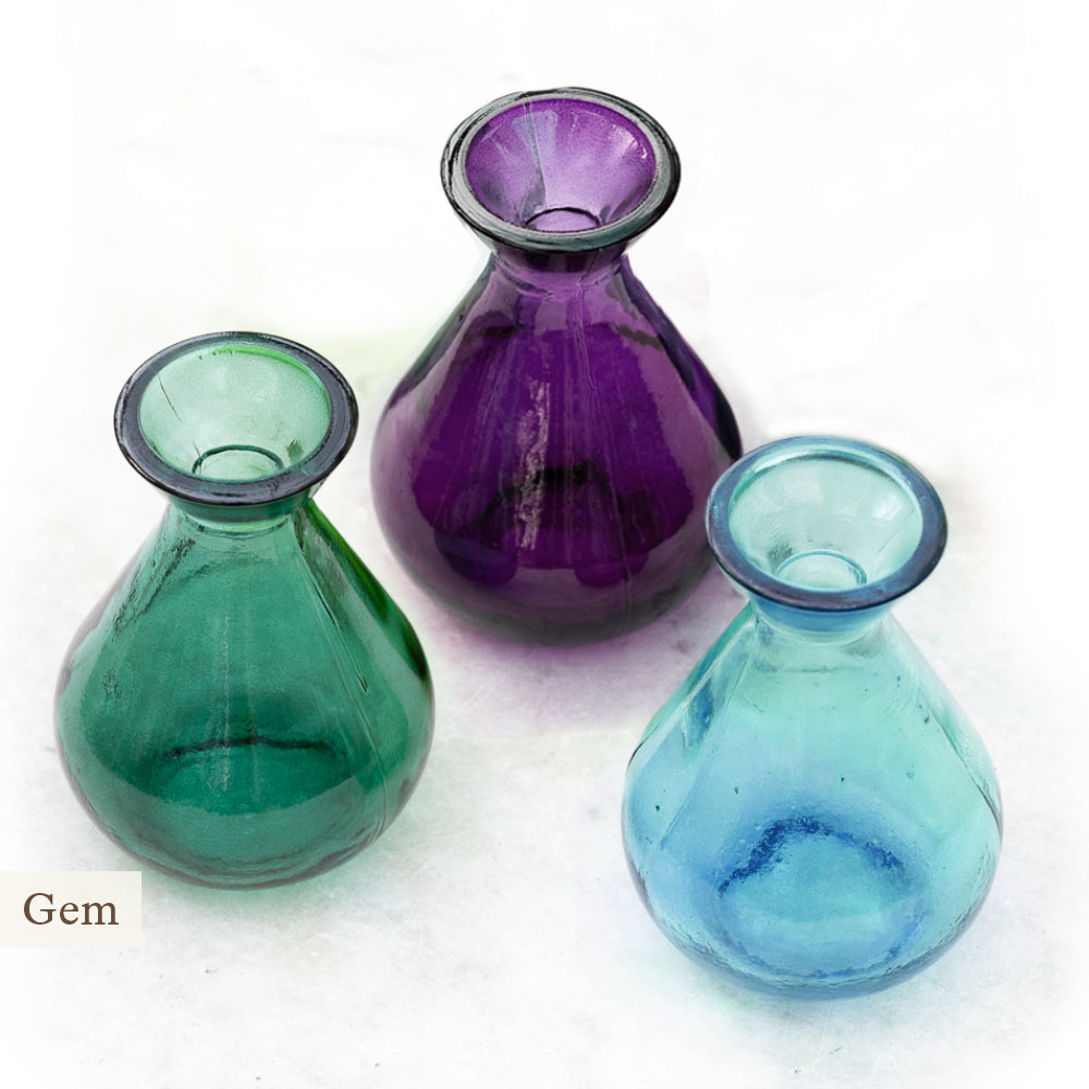 Sarah Raven Jewel Vase Blumenvase Aqua 3er Set Glas bunt
