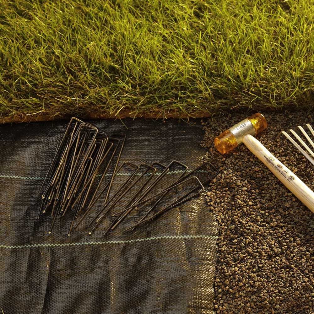 GardenMate Erdanker 150mm Stahldraht Bodenanker 100 Stück rostig