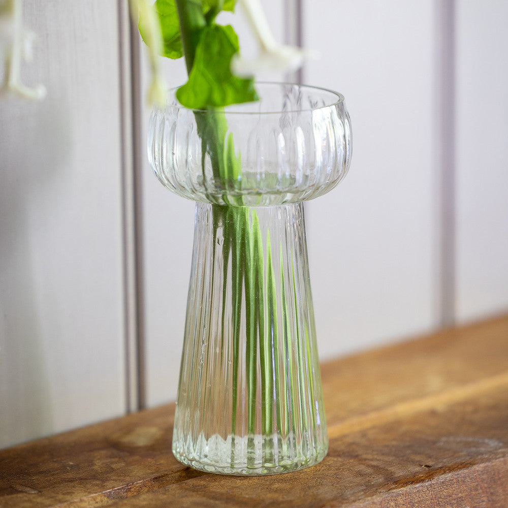 Sarah Raven Hyacinth Forcers Vase Glas Grün 15cm gerippt
