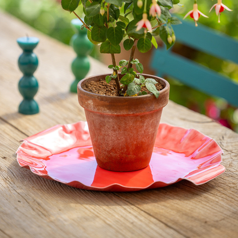 Sarah Raven Gardening Let's Go Flamingo Tablett Metall rosa