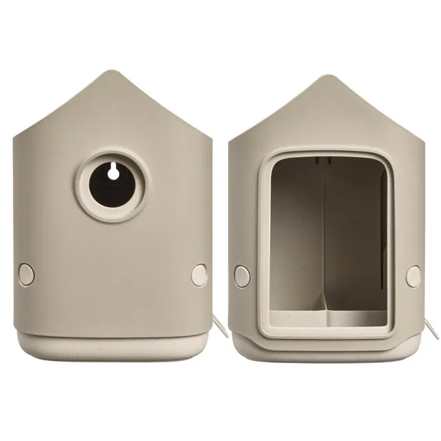 elho Cosy Vogelhaus mit Futterstation Beige 23 cm recycelt