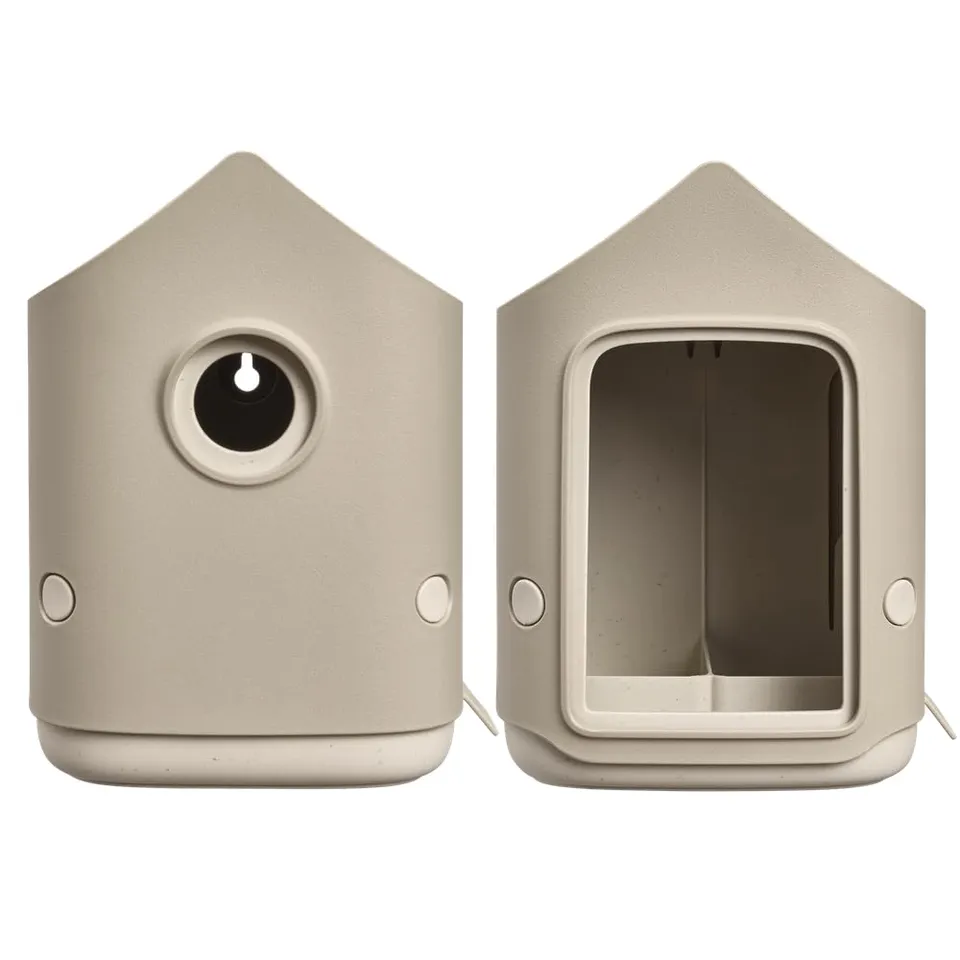 elho Cosy Vogelhaus mit Futterstation Beige 23 cm recycelt