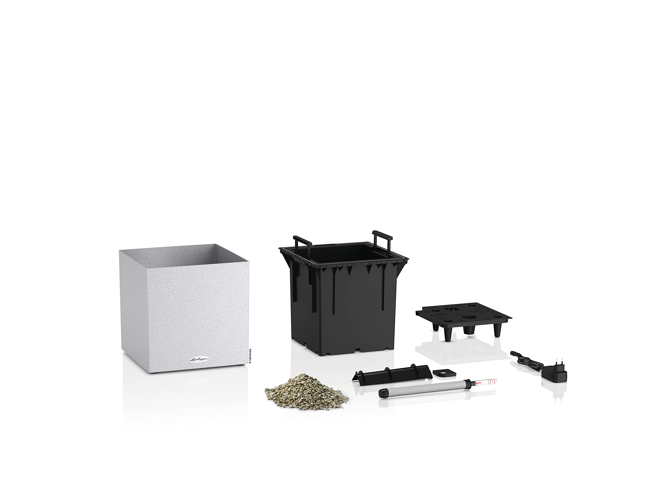 Lechuza Canto Stone 30 Low LED Pflanzgefäß quarzweiß 12 L