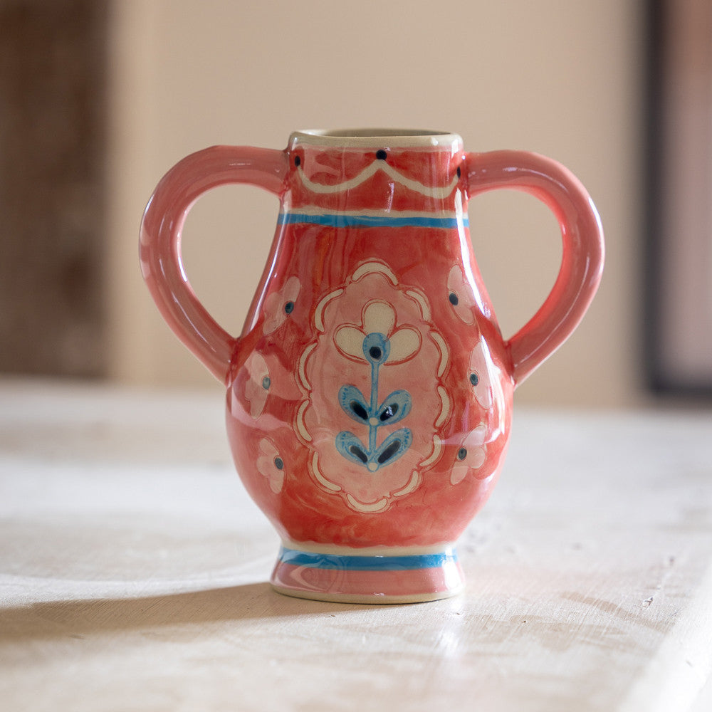 Sarah Raven Vase Bloomsburyish Blumenvase Steinzeug himbeer