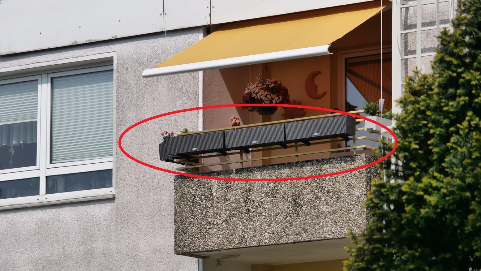 Lechuza Balconera Cottage 80 Balkonkasten granit mit Bewässerung