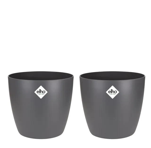 elho Brussels Blumentopf Rund 25 2er Set anthrazit 25cm