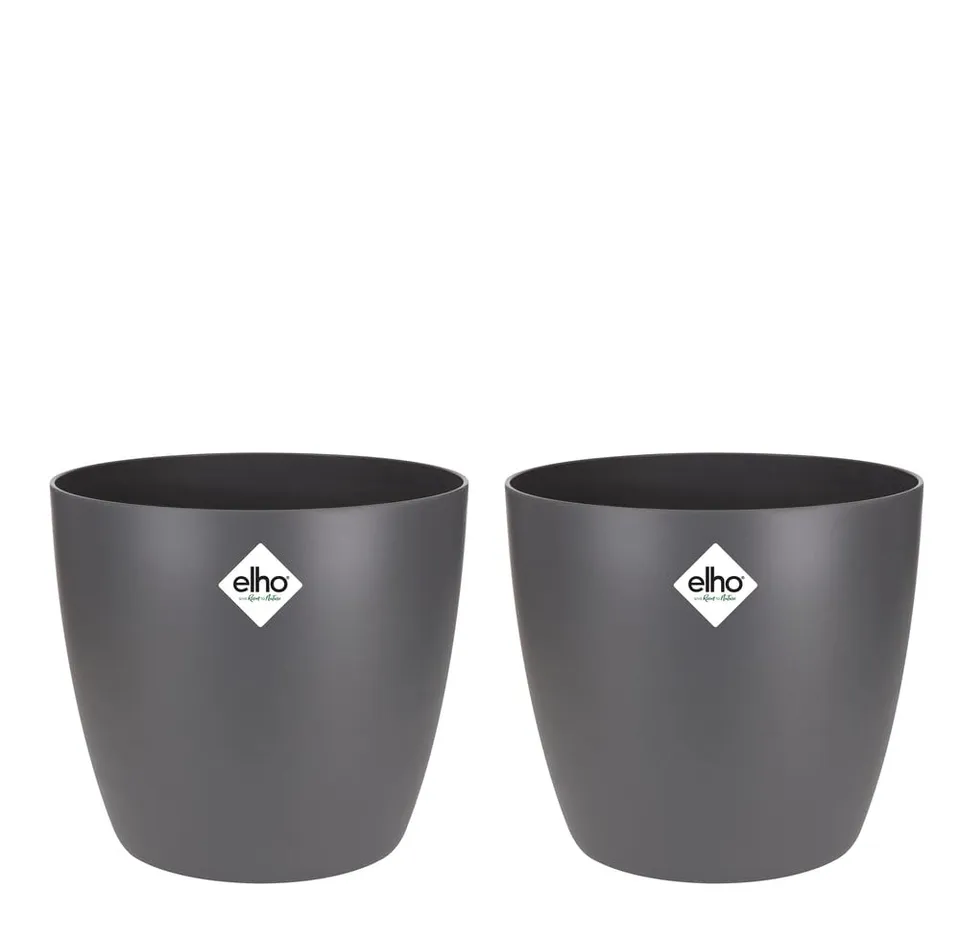 elho Brussels Blumentopf Rund 25 2er Set anthrazit 25cm