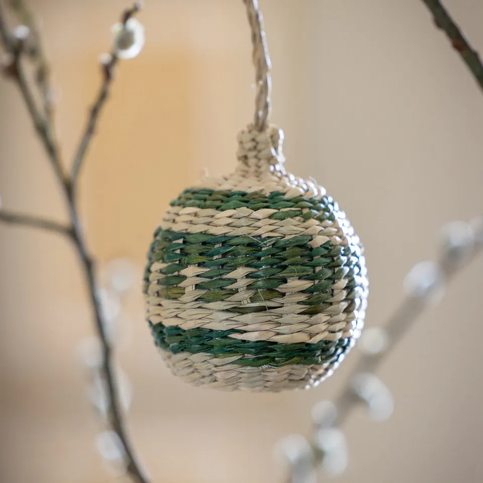 Sarah Raven Seagrass Baubles Deko-Kugeln 2er Set 8 cm natur