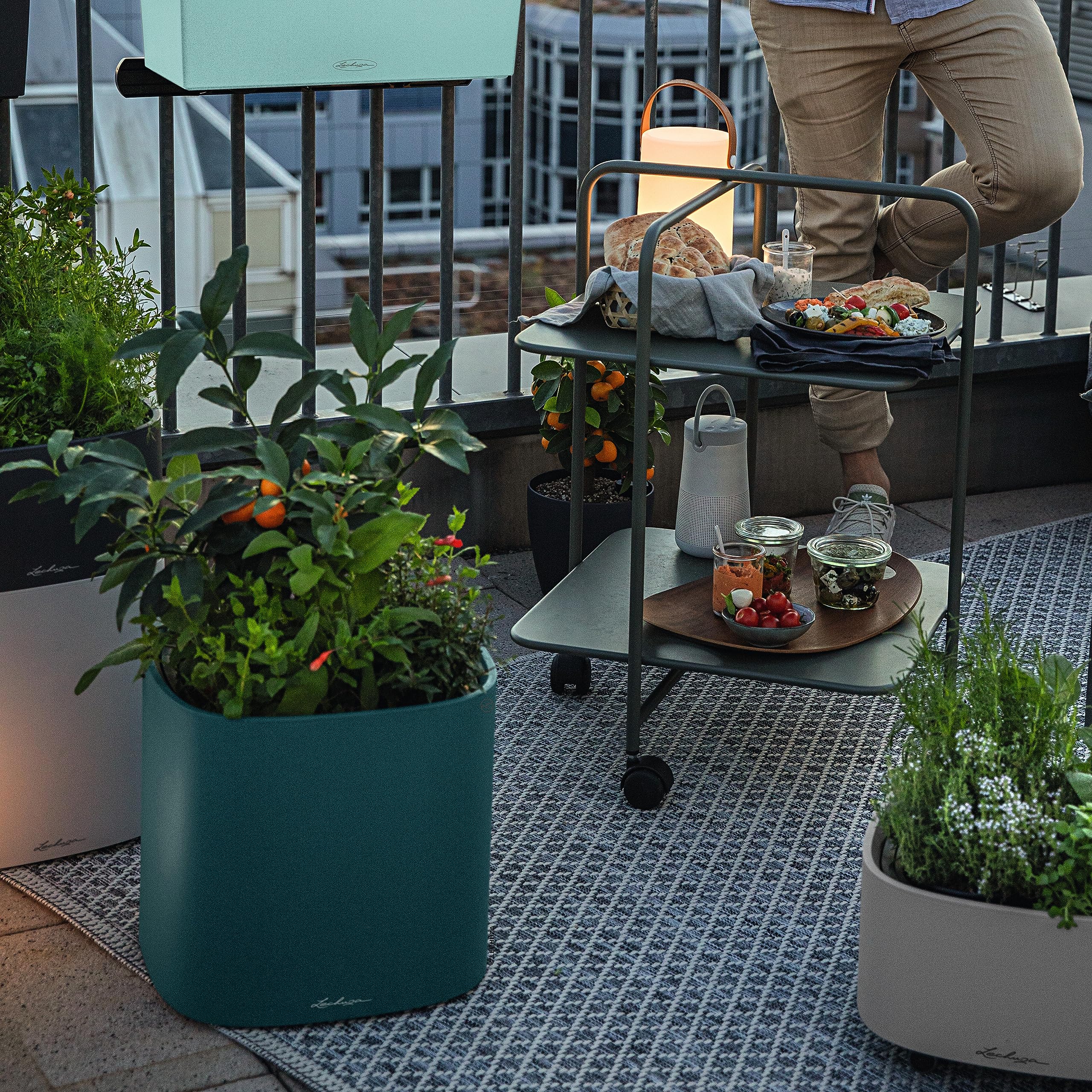 LECHUZA PILA Planter 35cm Petrolblau Bewässerung 14,5L