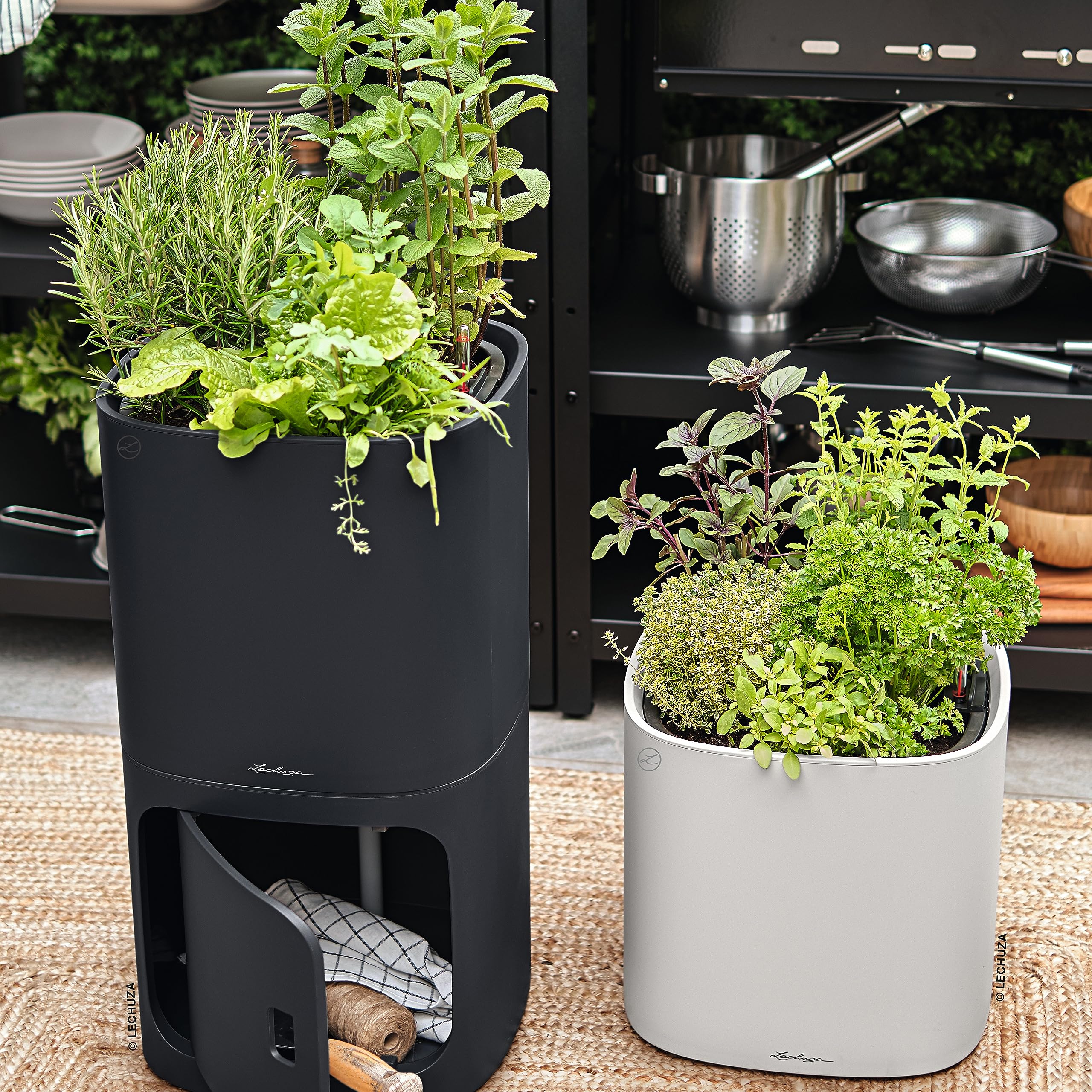 Lechuza Pila Planter Pflanztopf schiefergrau 35 cm Bewässerung
