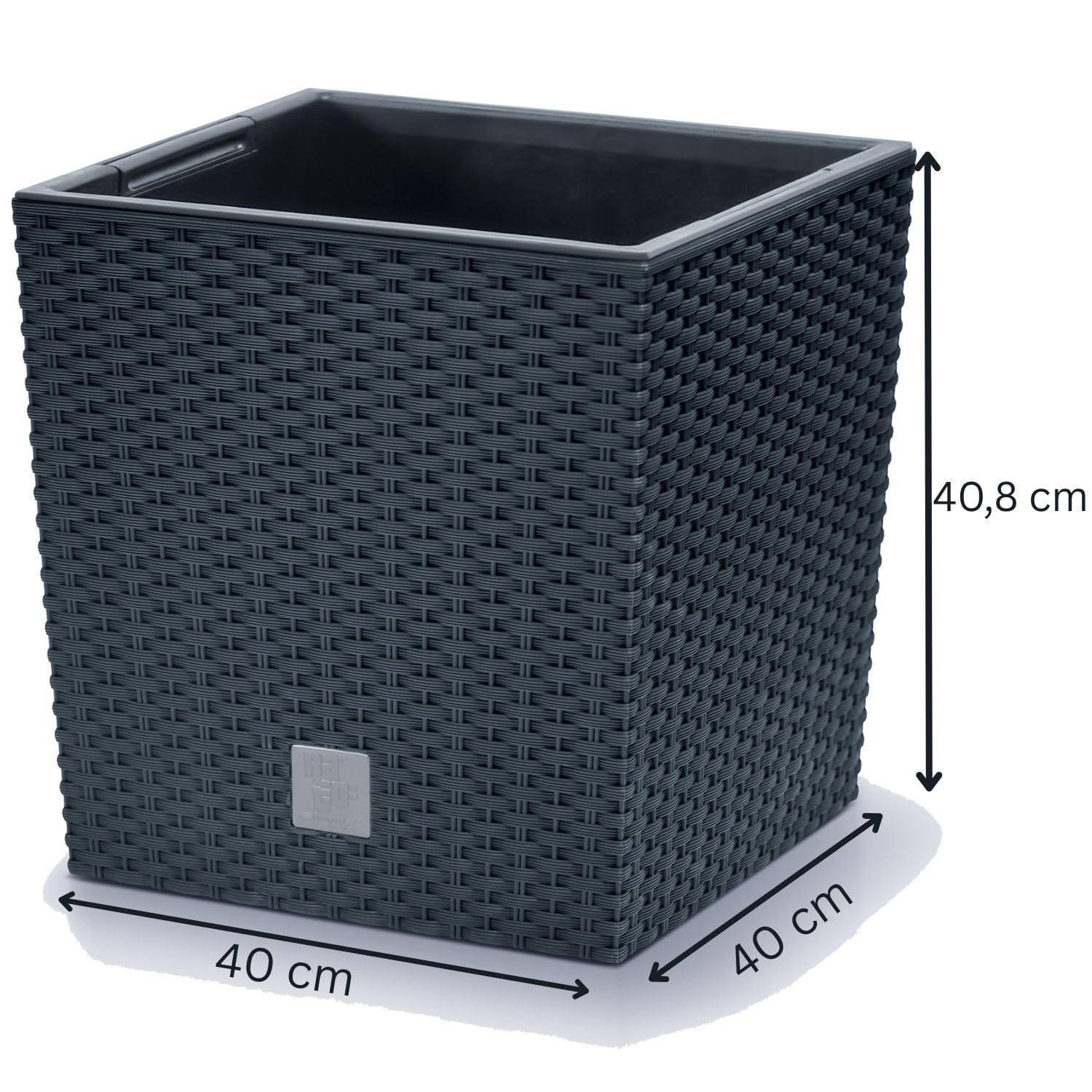 Prosperplast Rato Blumentopf anthrazit 40cm eckig mit Einsatz