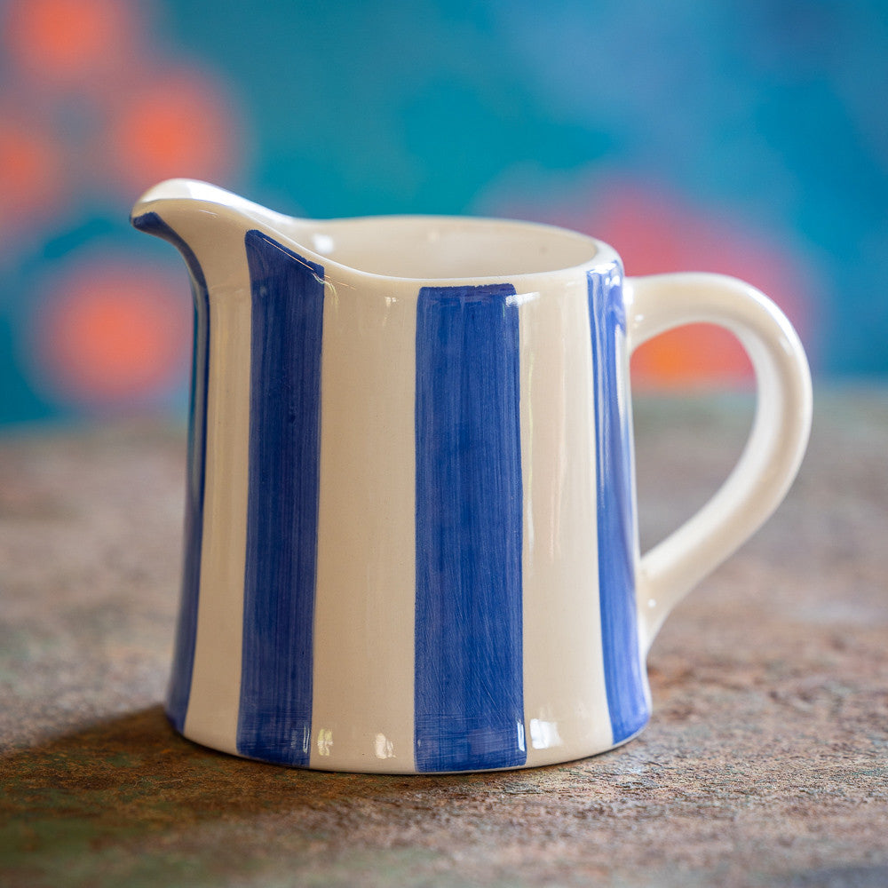 Sarah Raven Gardening & Lifestyle Stripe Jugs Keramik-Krug Blau Grün Gelb